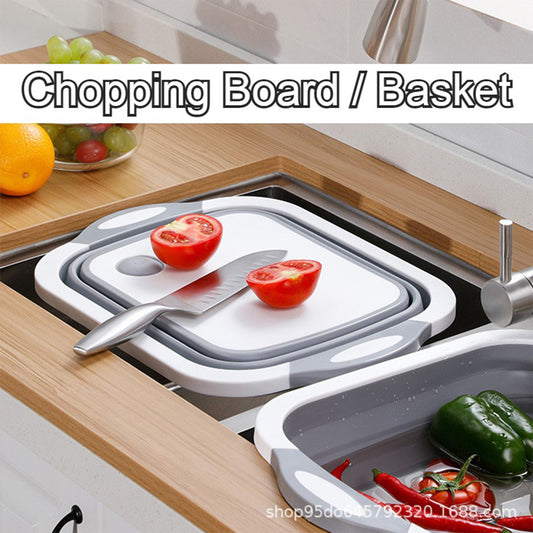 Collapsible Cutting Board Kitchen Washing Fruit Vegetable Drain Basket