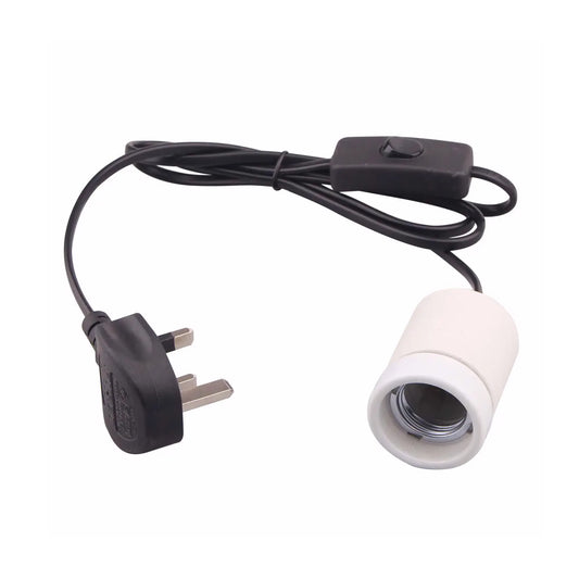 Ceramic Screw Holder with Switch and Black Wire
