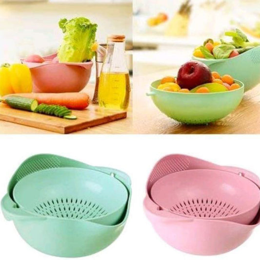 Double Drain Basket 360° Rotation Detachable Round Plastic