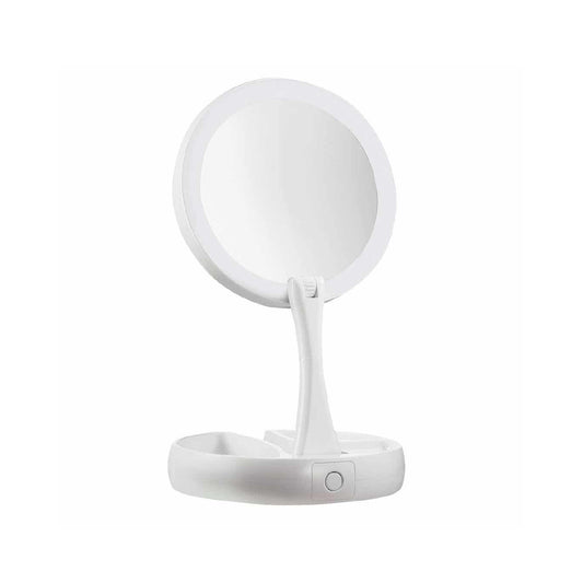 Foldaway Makeup Mirror Double Sided Rotation with LED Light