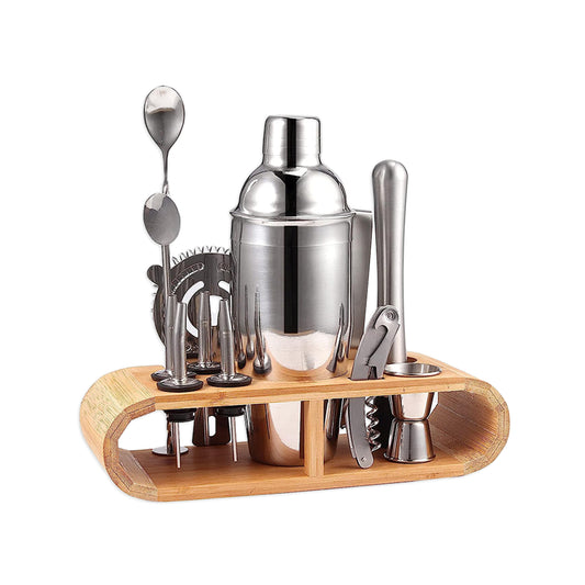Cocktail Shaker With Bamboo Stand