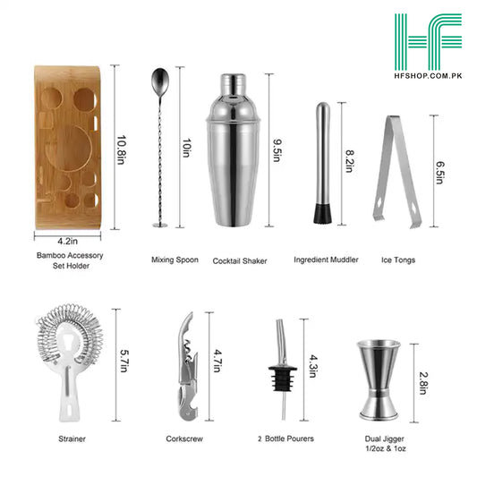 Cocktail Shaker With Bamboo Stand