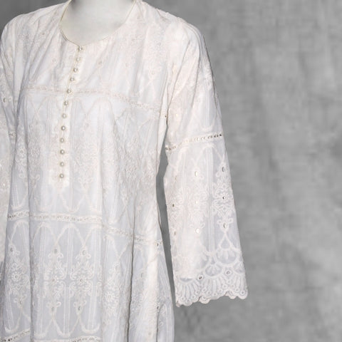 Long length fancy frock net chikankari Long length fancy frock net chikankari