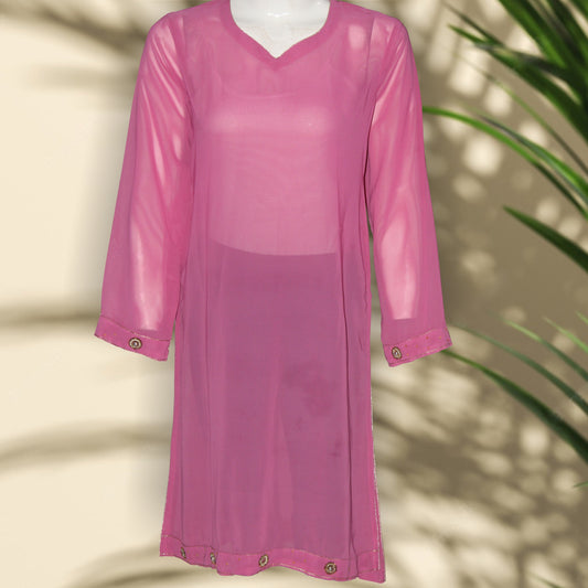 Kurti Patch & Piping design (0023) georgette fabric