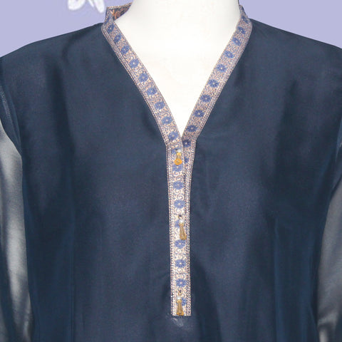 Kurti Patch & Piping design (0012) Georgette