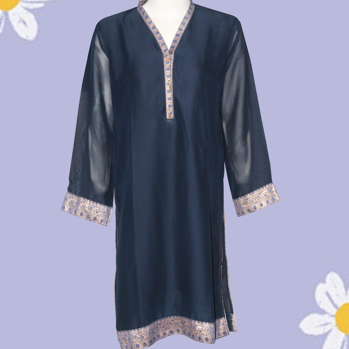 Kurti Patch & Piping design (0012) Georgette