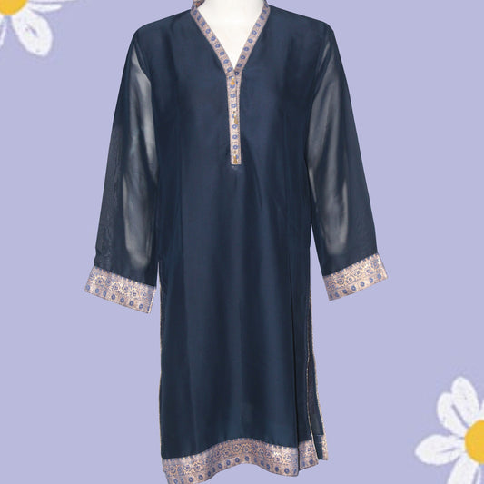Kurti Patch & Piping design (0012) Georgette