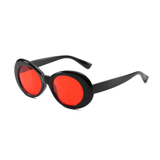 Women Trendy Retro Glitters Lens Sunglasses in Red