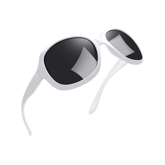 Shiny White Old Classic Frame Sunglasses