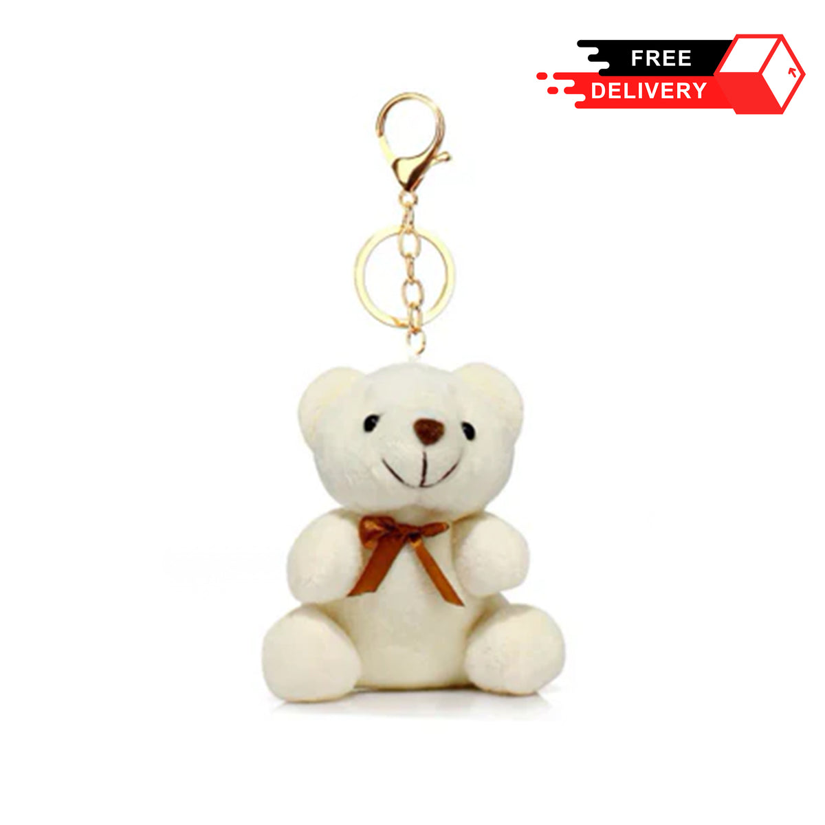 Cute Stuffed White Teddy Bear Keychain Toy