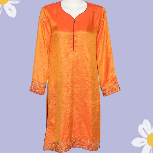 Kurti Patch & Piping design (0013) Cotton Silk