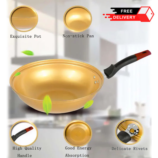 Non-Stick Cooking Frying Pan Gold Color 32cm