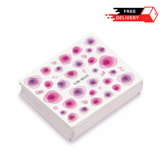 48 Sheets Mixed Flower Feather Water Transfer Nail Art Stickers
