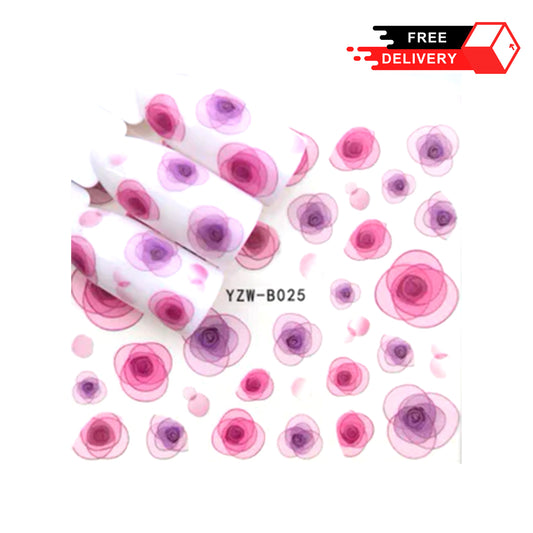48 Sheets Mixed Flower Feather Water Transfer Nail Art Stickers