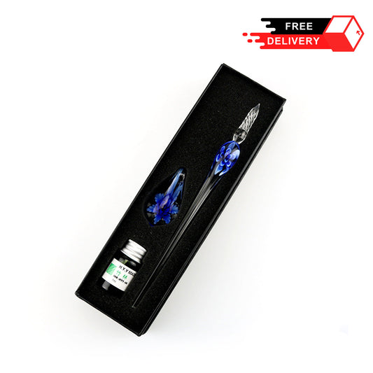 Elegant Flower Glass Fountain Dip Pen