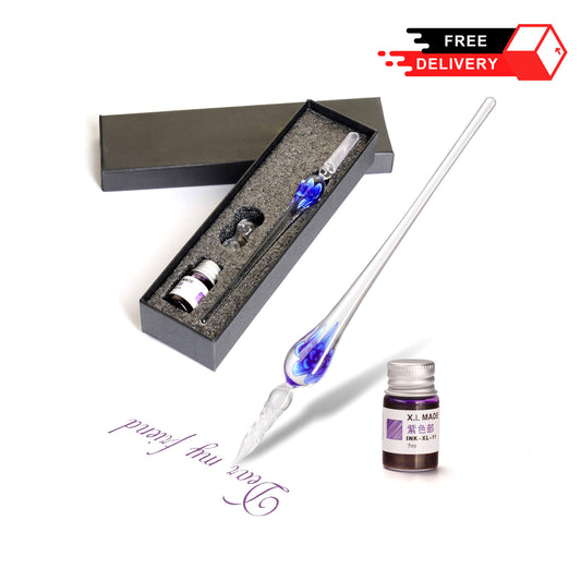 Elegant Flower Glass Fountain Dip Pen