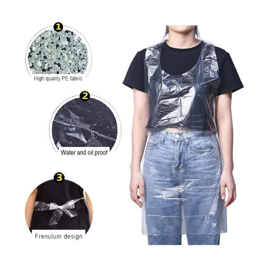 Transparent Disposable Kitchen Apron - Pack of 100