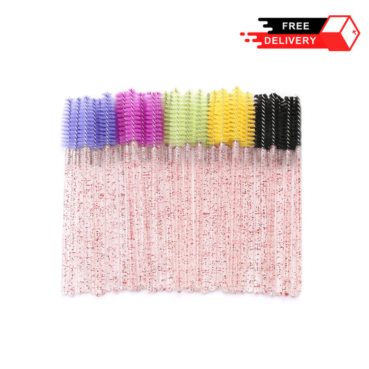 Assorted Mascara Applicator Glitters Wand 50pcs Brushes Pouch