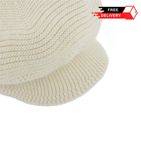 Women's Winter Warm Slouchy Cable Knit Beanie with Visor