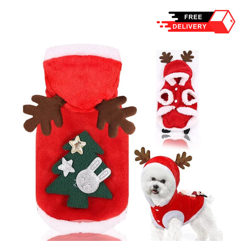 Pet Christmas Clothes, Soft Warm Snap Buttons Closure Hoody