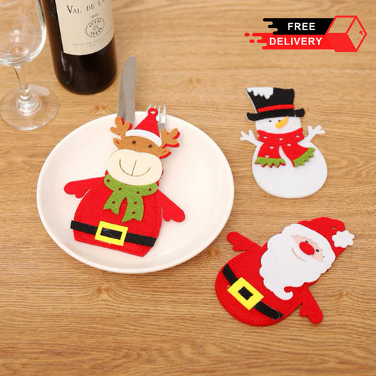 Christmas Decor Tableware Spoon Pocket