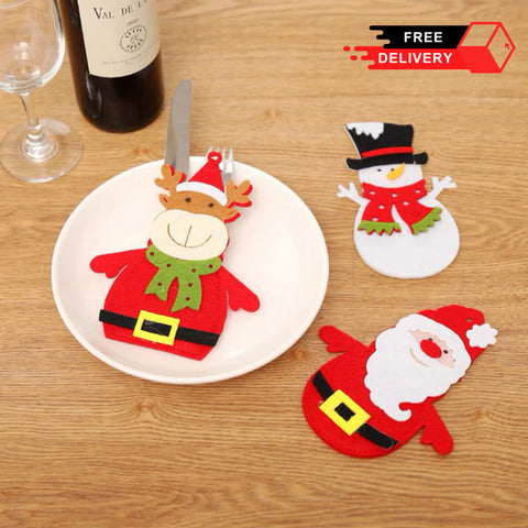 Christmas Decor Tableware Spoon Pocket