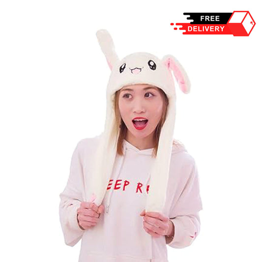 Plush Beanie Bunny Trendy Hat with Long Moving Ears
