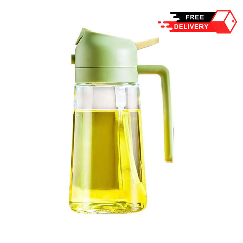 2-in-1 Oil Dispenser Glass Bottle Sprayer & Pourer with Flip-Top Lid