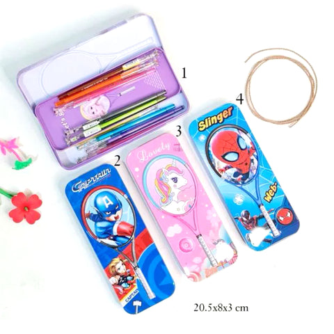 Metal Embossed Racket Pencil Box
