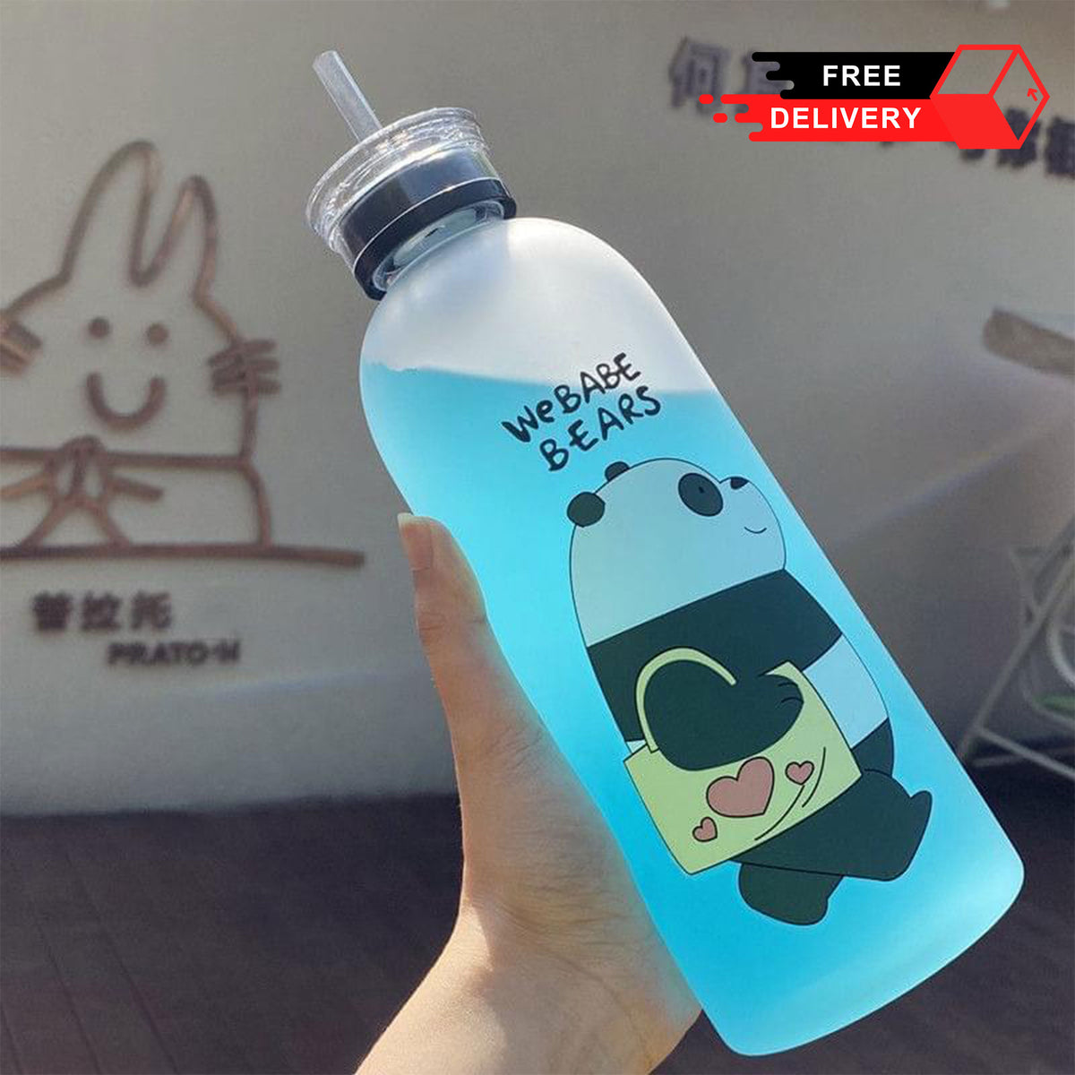 Frosted Panda Bear Water Bottle - 1000ml