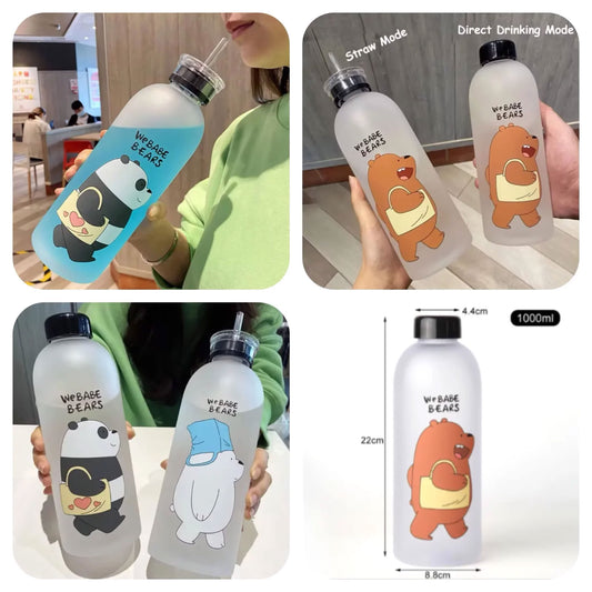 Frosted Panda Bear Water Bottle - 1000ml