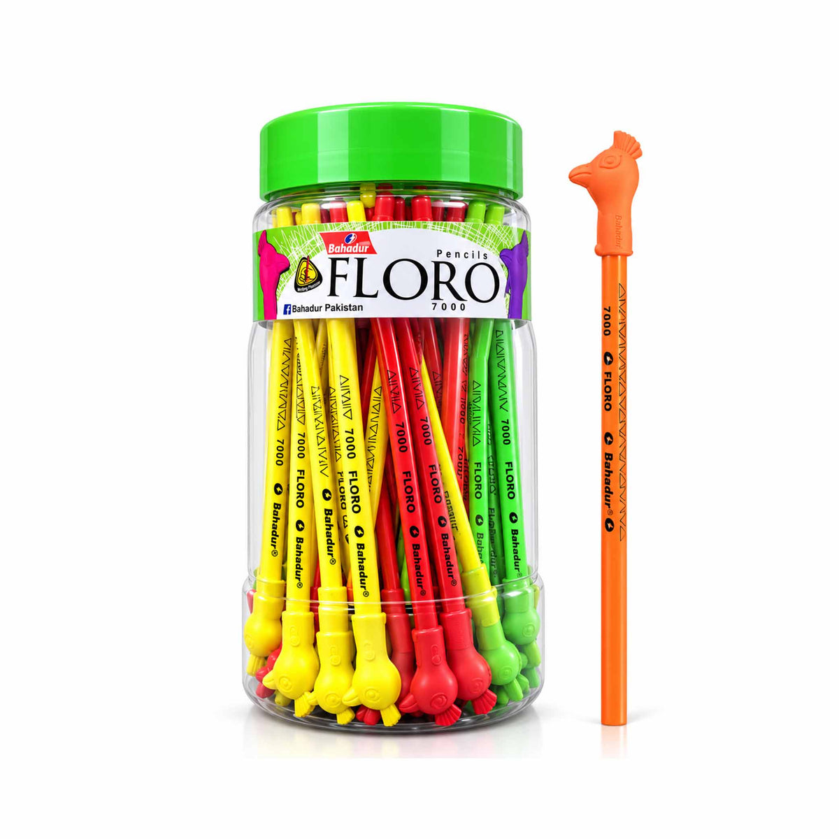Bahadur FLORO Pencil Jar of 48pcs