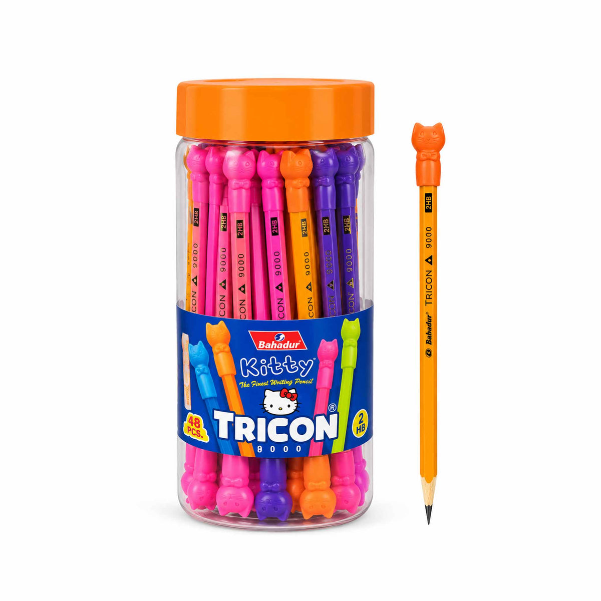 Bahadur TRICON KITTY Pencil Jar of 48pcs