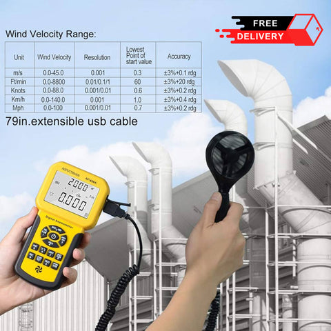 BT-Meter BT-846A Digital Vane Anemometer USB