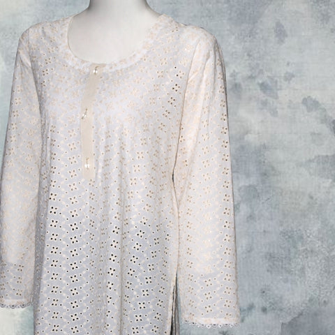 Chikankari lace design kurti