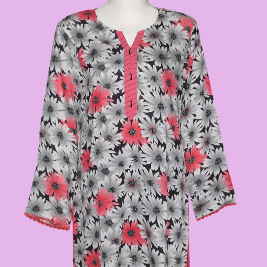 Round neck with Lace design (2Pcs Suit) Lawn