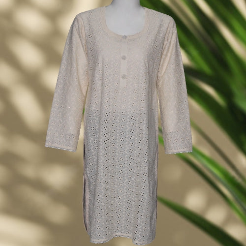 Kurti Chikankari Net (light brown)