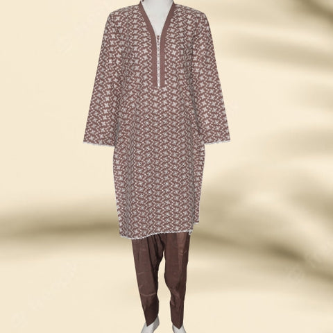 Stitched Chikankari Net Suit (2pcs)