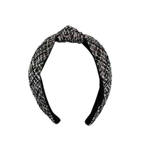 Black and White tweed top knot  headband