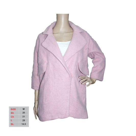 Female Fleece Medium Length Fine Pink Color Coat