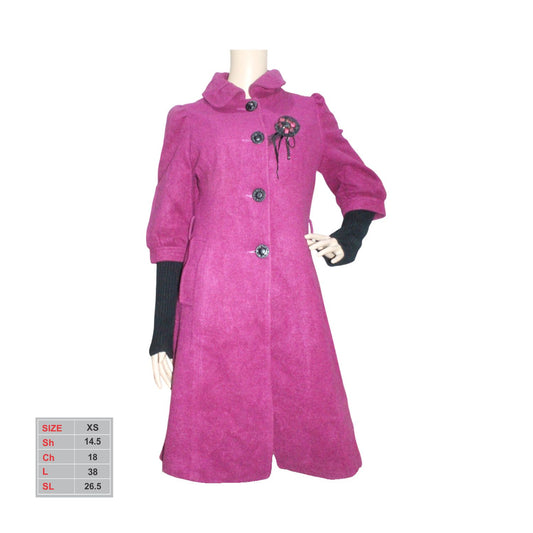 Female Woven Over Long Length Purple Color with Bunched Coat