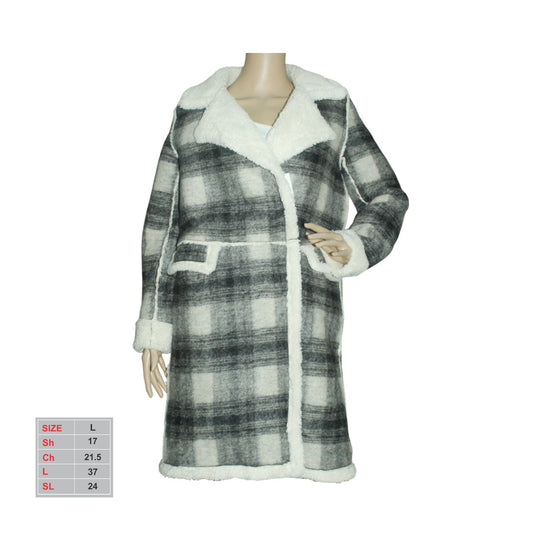 Female Woven Long Length Heavy Winter Checkered Coat