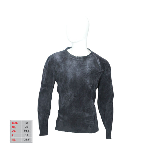 Men Round Neck Fleece Wool Self Print Sweatshirt