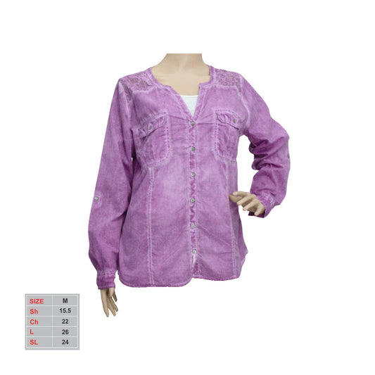 Female Front Open Round Neck with V-Cut Casual Top