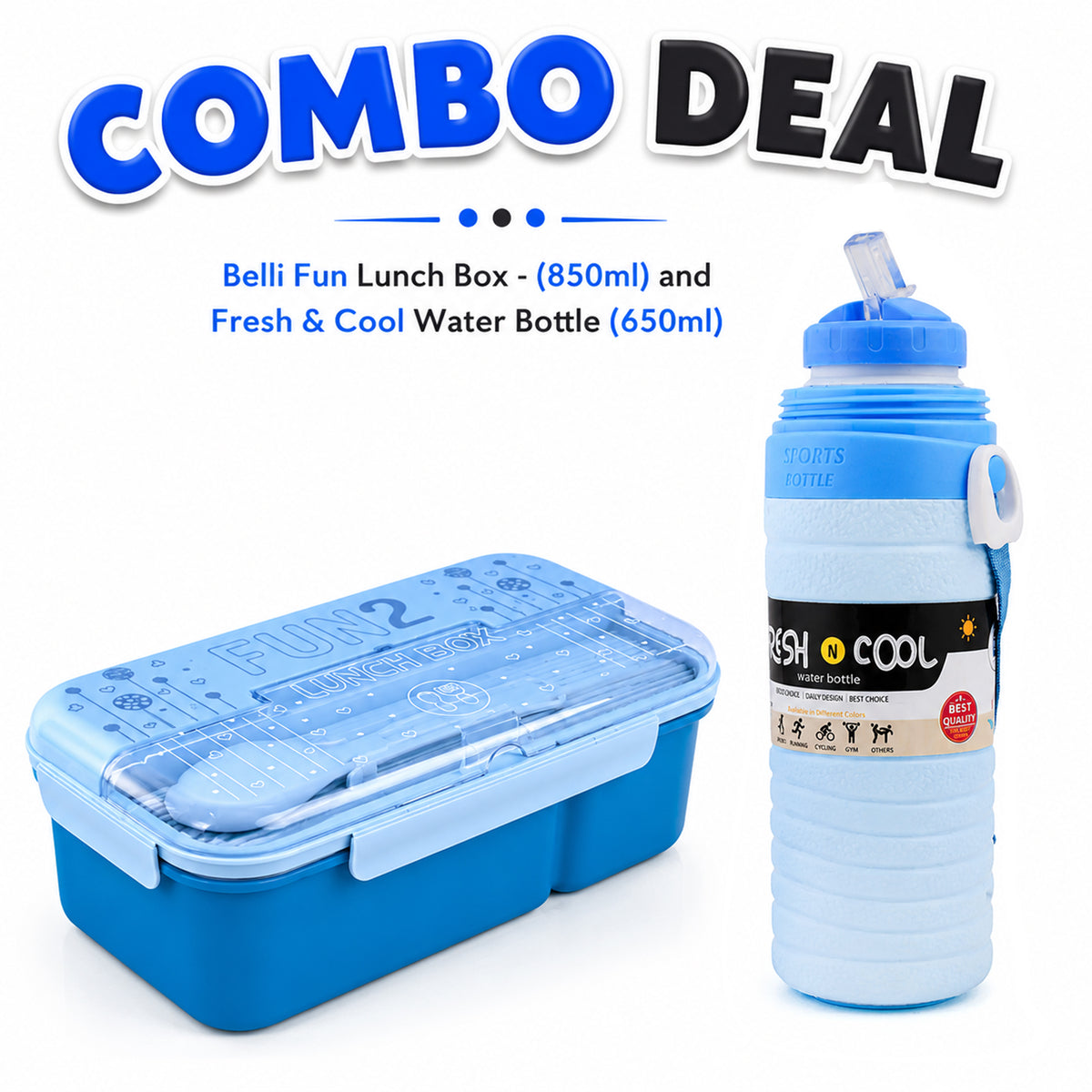 Combo Deal - Belli Fun Lunch Box + Fresh & Cool Bottle