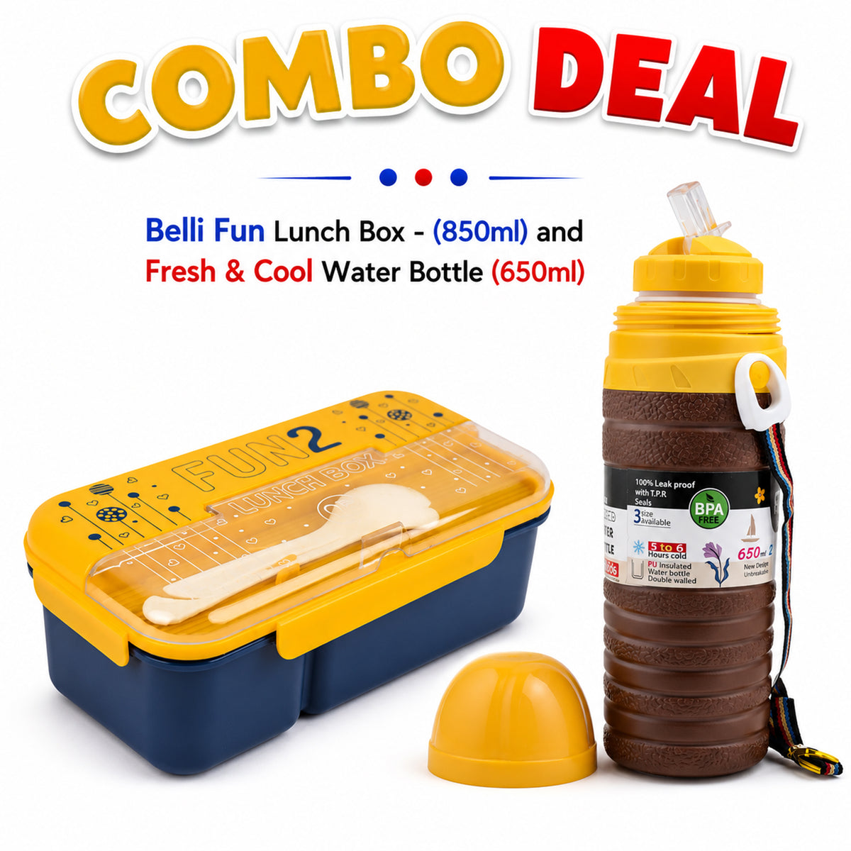 Combo Deal - Belli Fun Lunch Box + Fresh & Cool Bottle