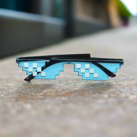 Mini Craft Pixilated Cosplay Glasses Blue