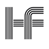 Minimalist logo featuring the letters HF created with a parallel line pattern in black and white