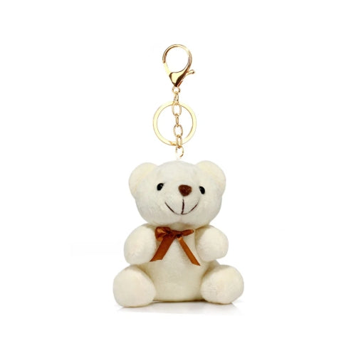 Cute Stuffed White Teddy Bear Keychain Toy