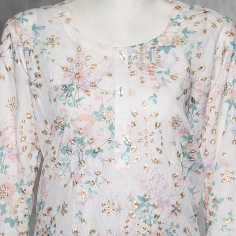 Kurti net chikankari piping design